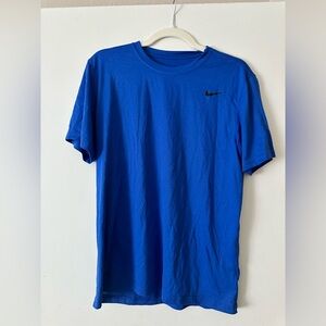 Nike Men's Blue Short Sleeve Crew Tee with Black Swoosh